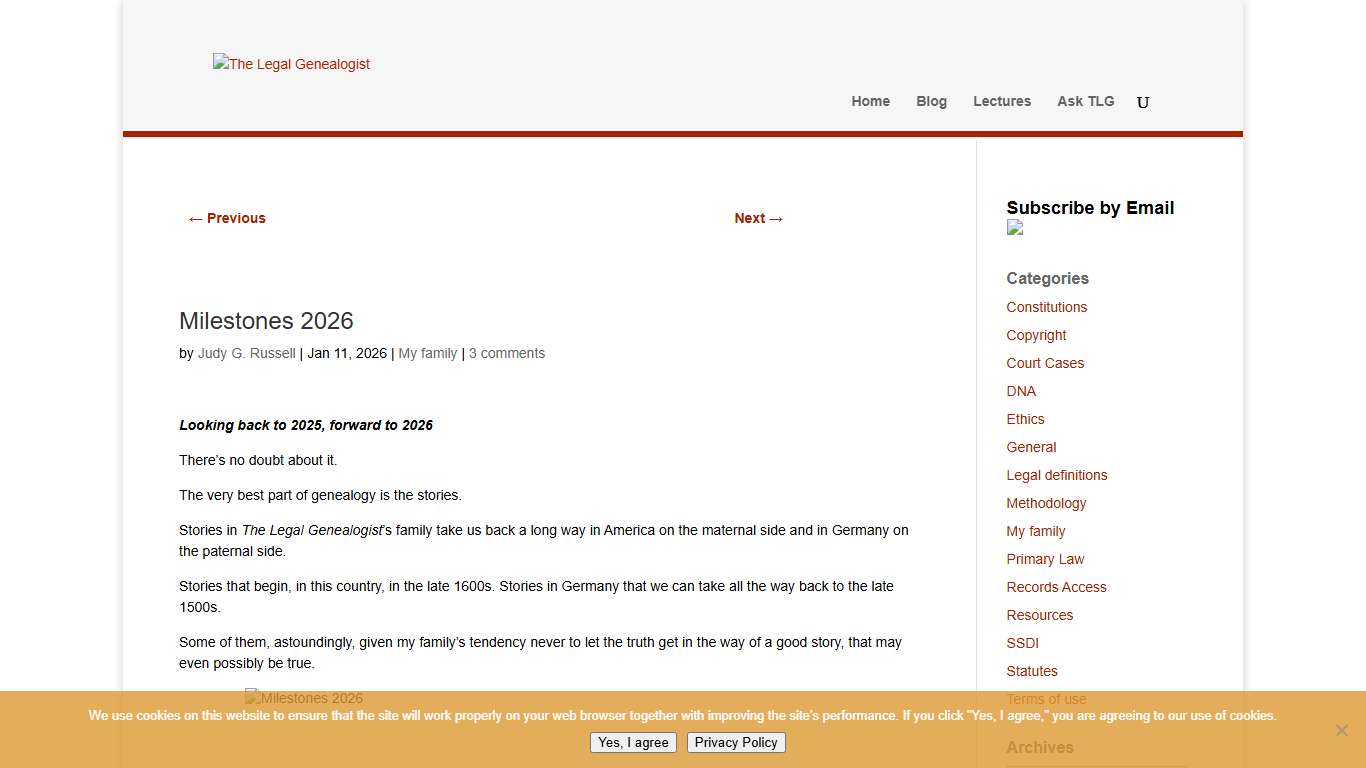 Milestones 2026 The Legal Genealogist